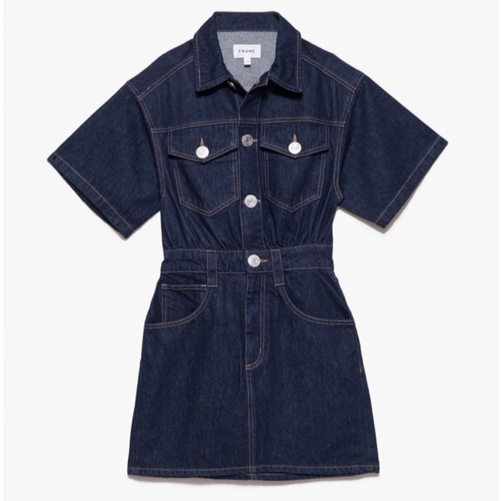 Frame Denim Dark Blue Denim Mini Dress - Picture 6 of 6